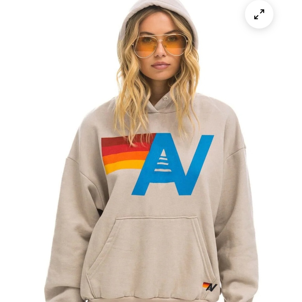 Aviator Nation Logo Beige/Sand Relaxed Hoodie size Medium. Great condition